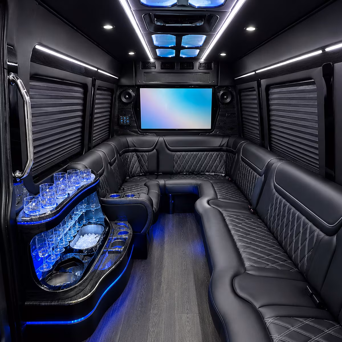 Kansas City Sporting Event Transportation party bus interior